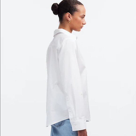 NWT Madewell Relaxed Button-Front 100% Cotton Shirt in Poplin, White, XL - Picture 3 of 9